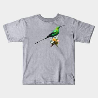 Malachite Sunbird Male in Metallic Green Breeding Plumage Kids T-Shirt